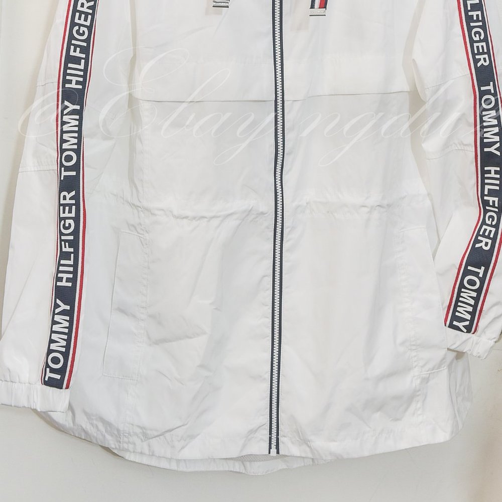 Tommy Hilfiger Ladies' Long Windbreaker WHITE - Picture 3 of 8